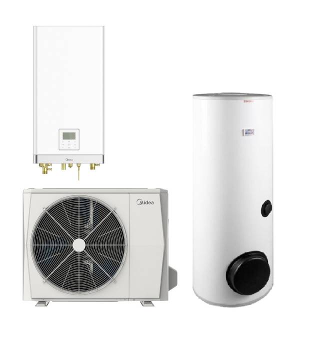 Šilumos siurblys MIDEA oras/vanduo 8.3 kW su pastatoma 200 l talpa